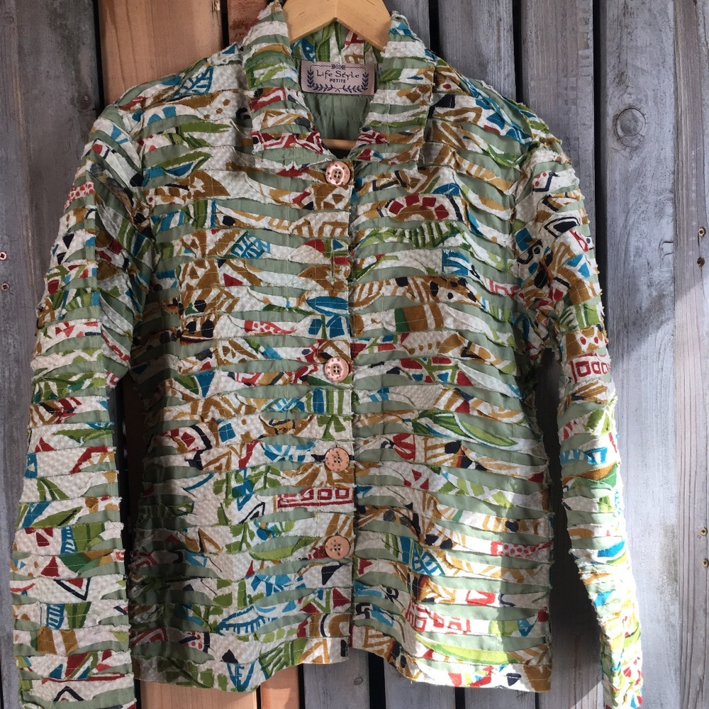 Life Style Petite Womens Jacket colorful stripes